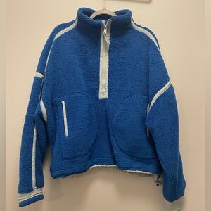 Free People Mountain High 1/2 Zip Fleece Jacket - blue